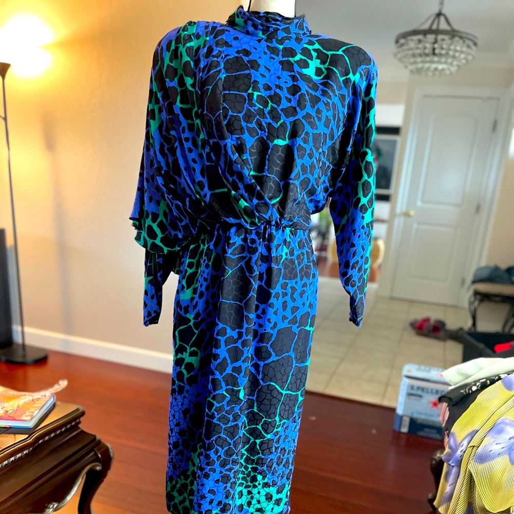 Pure silk gorgeous dress with scarf over shoulder